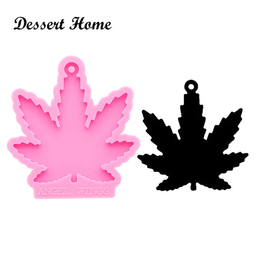 DY0155 UV Resin Silicone Cannabis leaf Mold Epoxy Resin Molds For DIY Keychain Jewelry Making Tools Shining resin moldes