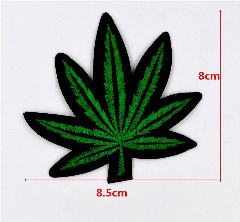 12PCS/LOT Pot Leaf patch Weed Boho Hippie Embroidery iron on patch Decoration Accessories Embroidered patch for T-shirt