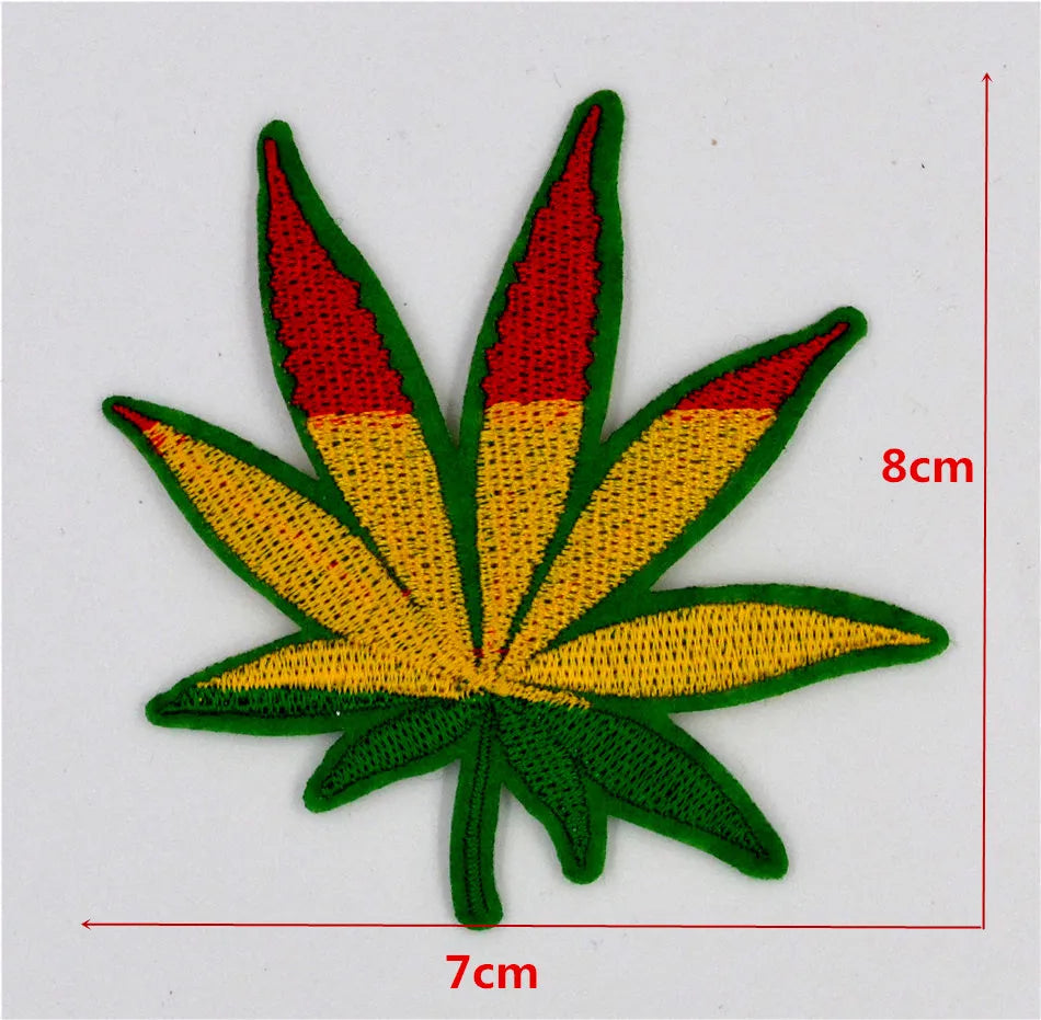 12PCS/LOT Pot Leaf patch Weed Boho Hippie Embroidery iron on patch Decoration Accessories Embroidered patch for T-shirt