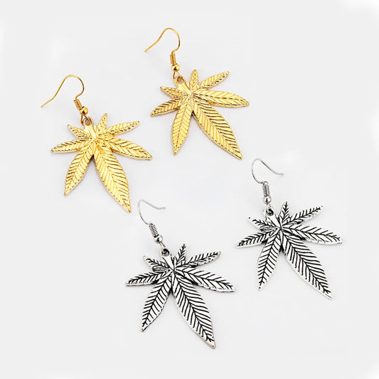 1 Pair  Maple Leaf/Pot FLOWER Leaf Charms Pendants Earring Antique Gold/Silver Color Tone  Jewellery For Women