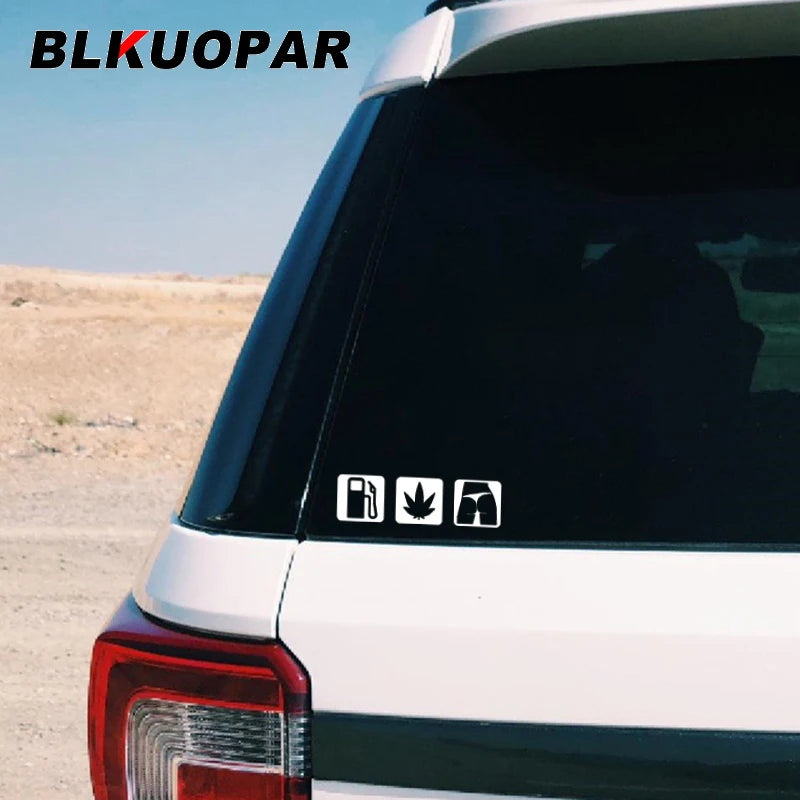 BLKUOPAR Gasoline Cannabis Leaves Ass Waterproof Sunscreen Decals Windows Trunk Car Stickers Laptop Fuel Tank Cap Door Protector