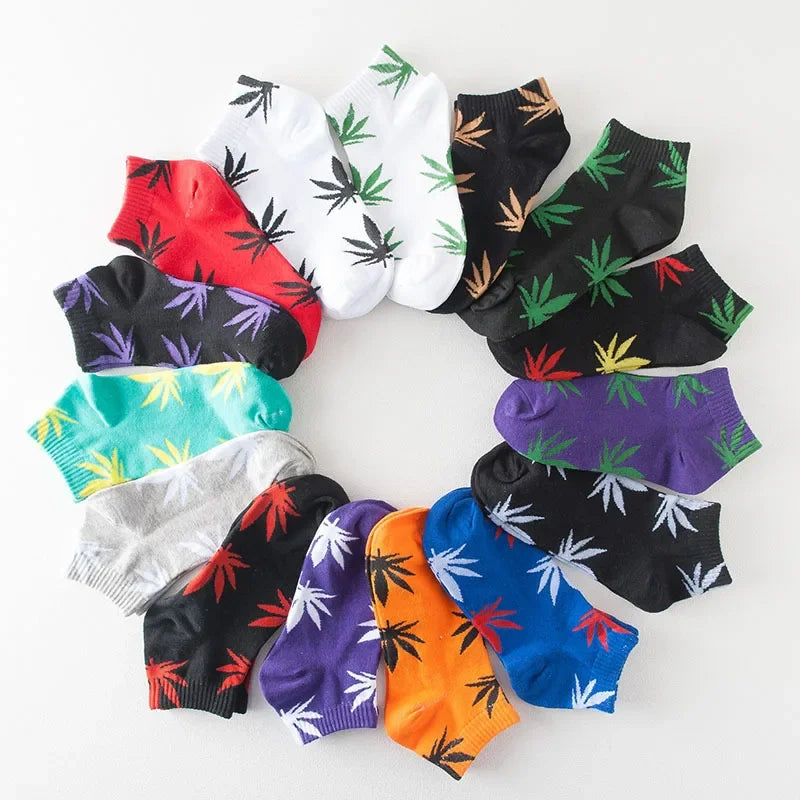 1 Pair Fashion Men Socks Cotton FLOWER Colorful Male Soft Breathable Short Ankle Maple Leaf Casual Socks Sox Calcetines