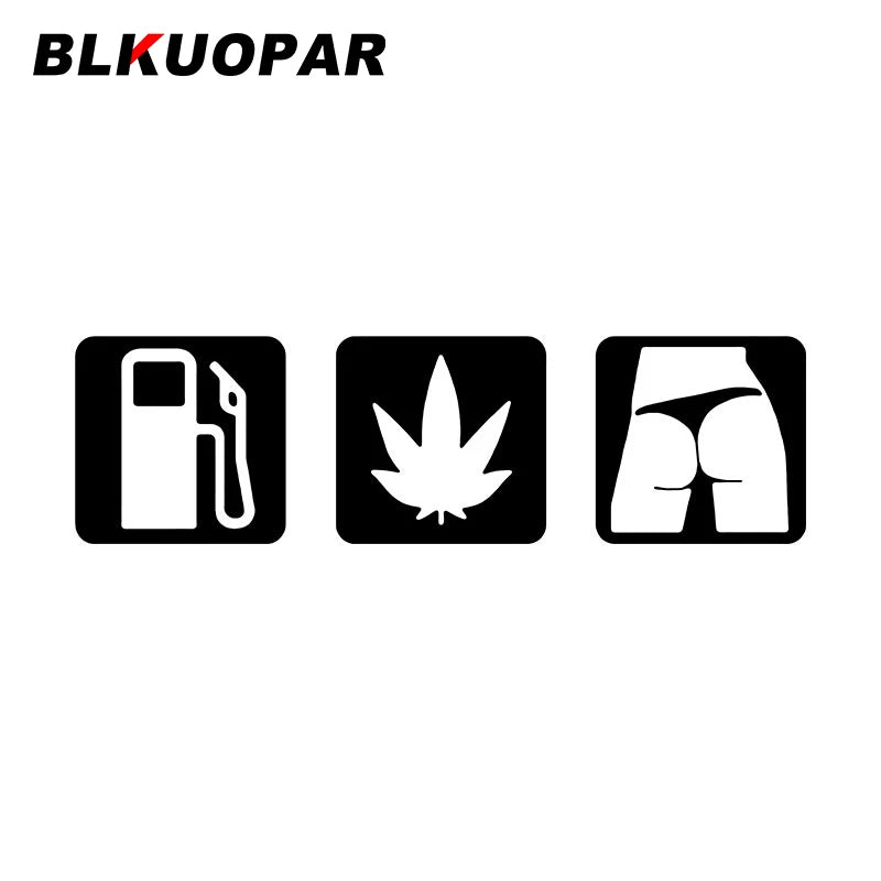 BLKUOPAR Gasoline Cannabis Leaves Ass Waterproof Sunscreen Decals Windows Trunk Car Stickers Laptop Fuel Tank Cap Door Protector