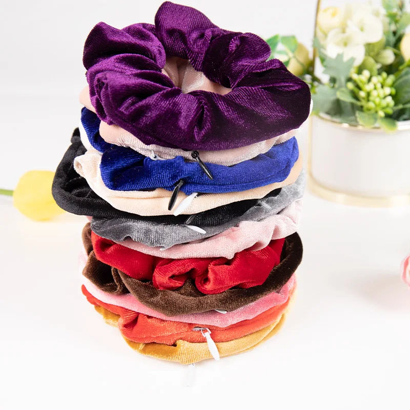 Sight Secret Hair Tie Hair Scrunchie ⁣⁣⁣⁣Hidden Storage Compartment With Zip Stash Pocket Travel Diversion Stash Safe Container