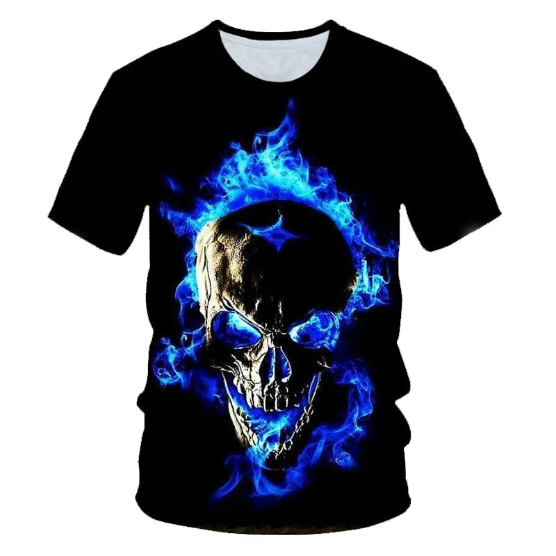 2023 Men's and Women's New Summer Fun Natural Weeds Cool and Fresh Green Weed Leaves Skull 3D Printing Short Sleeve T-shirt