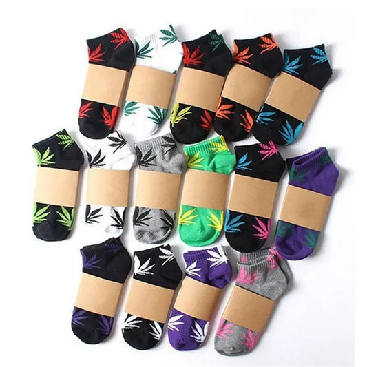 1 Pair Fashion Men Socks Cotton FLOWER Colorful Male Soft Breathable Short Ankle Maple Leaf Casual Socks Sox Calcetines
