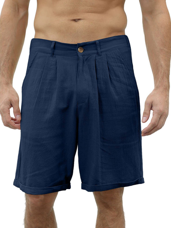 Men's new casual beach shorts with buttons and elastic waist
