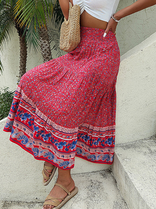 Women's Woven Paisley Boho Resort Maxi Skirt