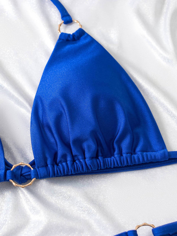 Women's metal ring beach strap suspender sexy two-piece bikini